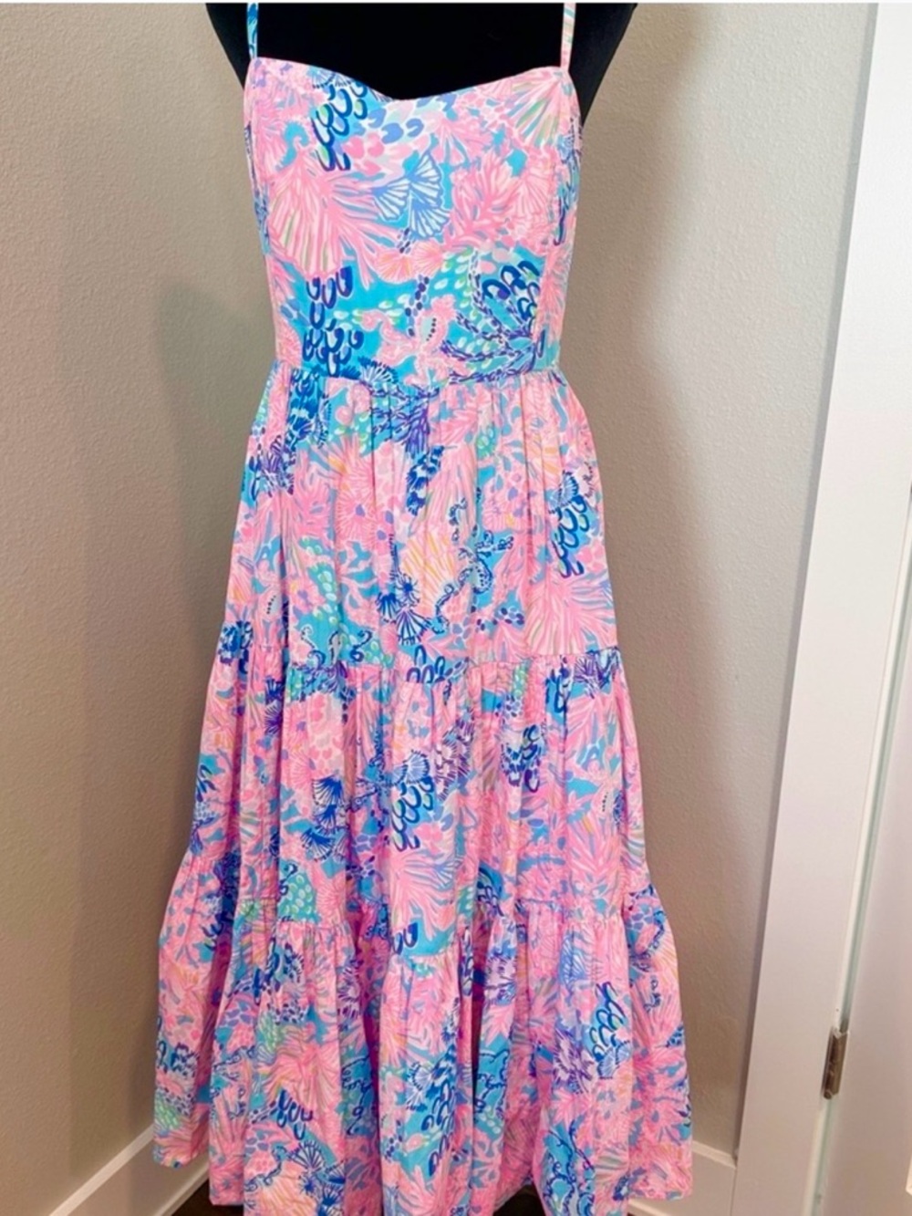 Lilly Pulitzer Pink and Blue Floral Maxi Dress
